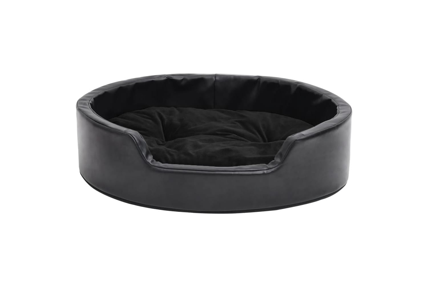 Dog Bed Black 69x59x19 Cm Plush And Faux Leather-3