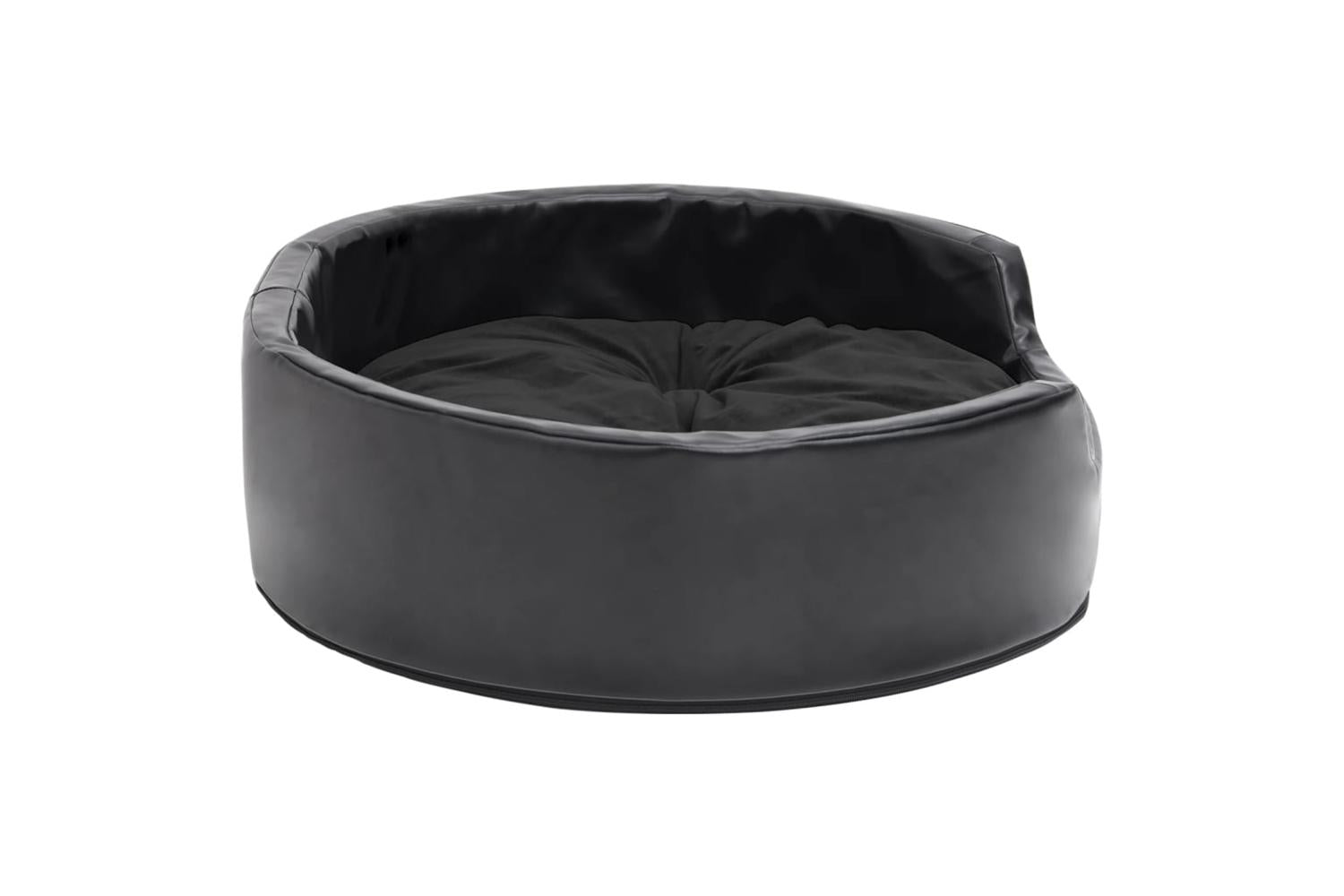 Dog Bed Black 69x59x19 Cm Plush And Faux Leather-4