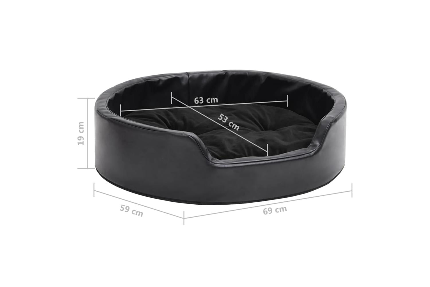 Dog Bed Black 69x59x19 Cm Plush And Faux Leather-8