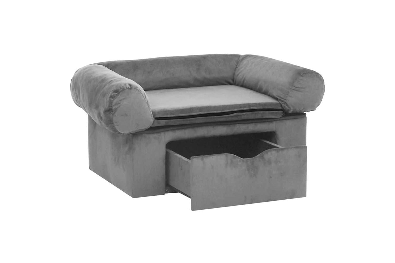 Dog Sofa With Drawer Grey 75x50x38 Cm Plush-3