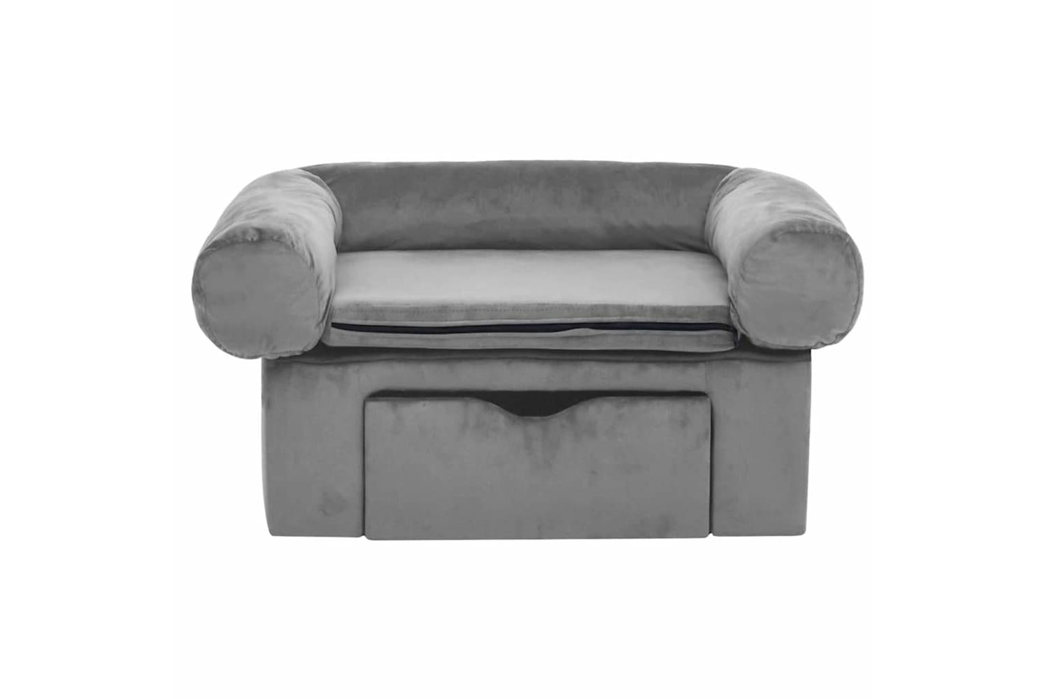 Dog Sofa With Drawer Grey 75x50x38 Cm Plush-4