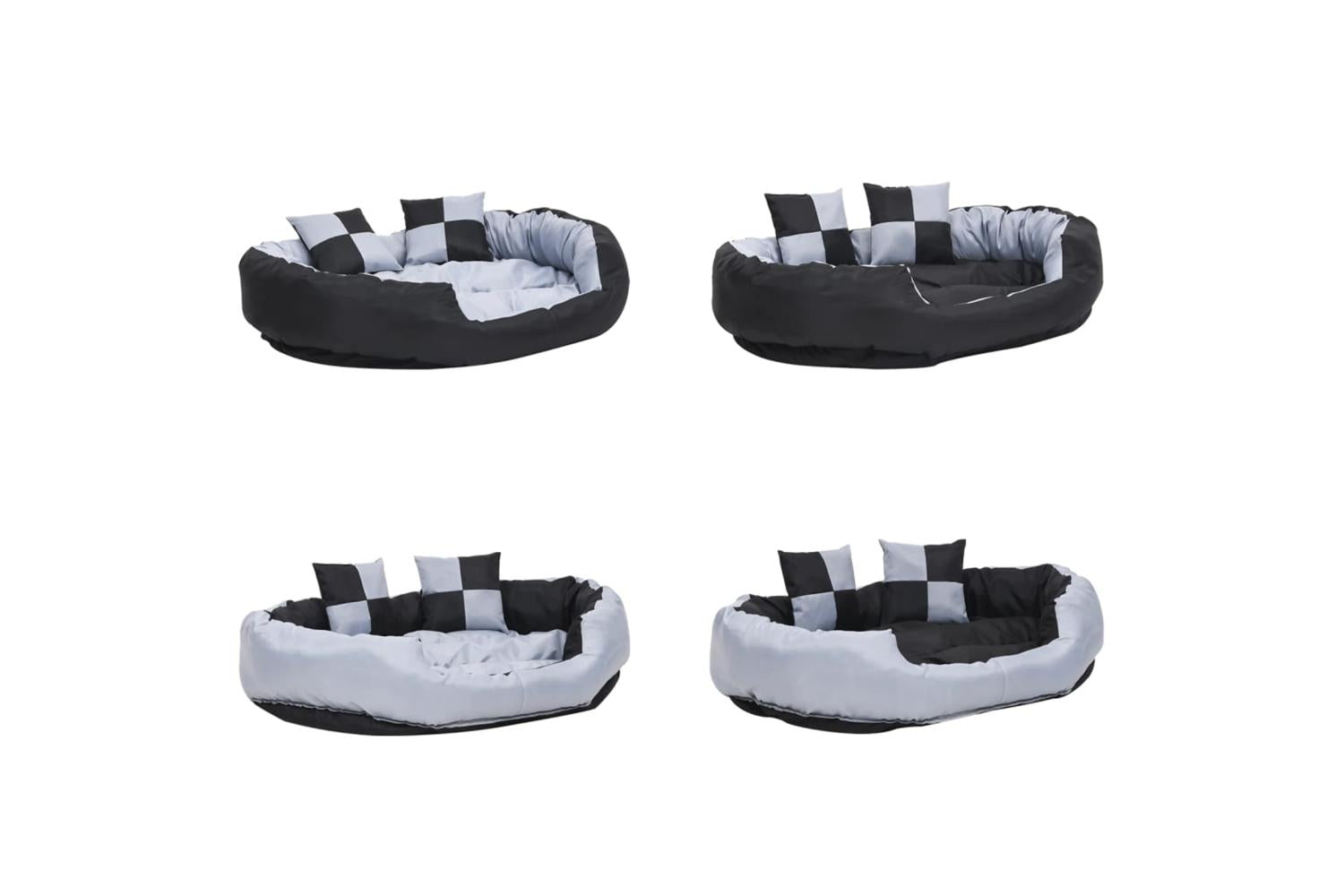 Reversible Washable Dog Cushion Grey And Black 110x80x23 Cm-9