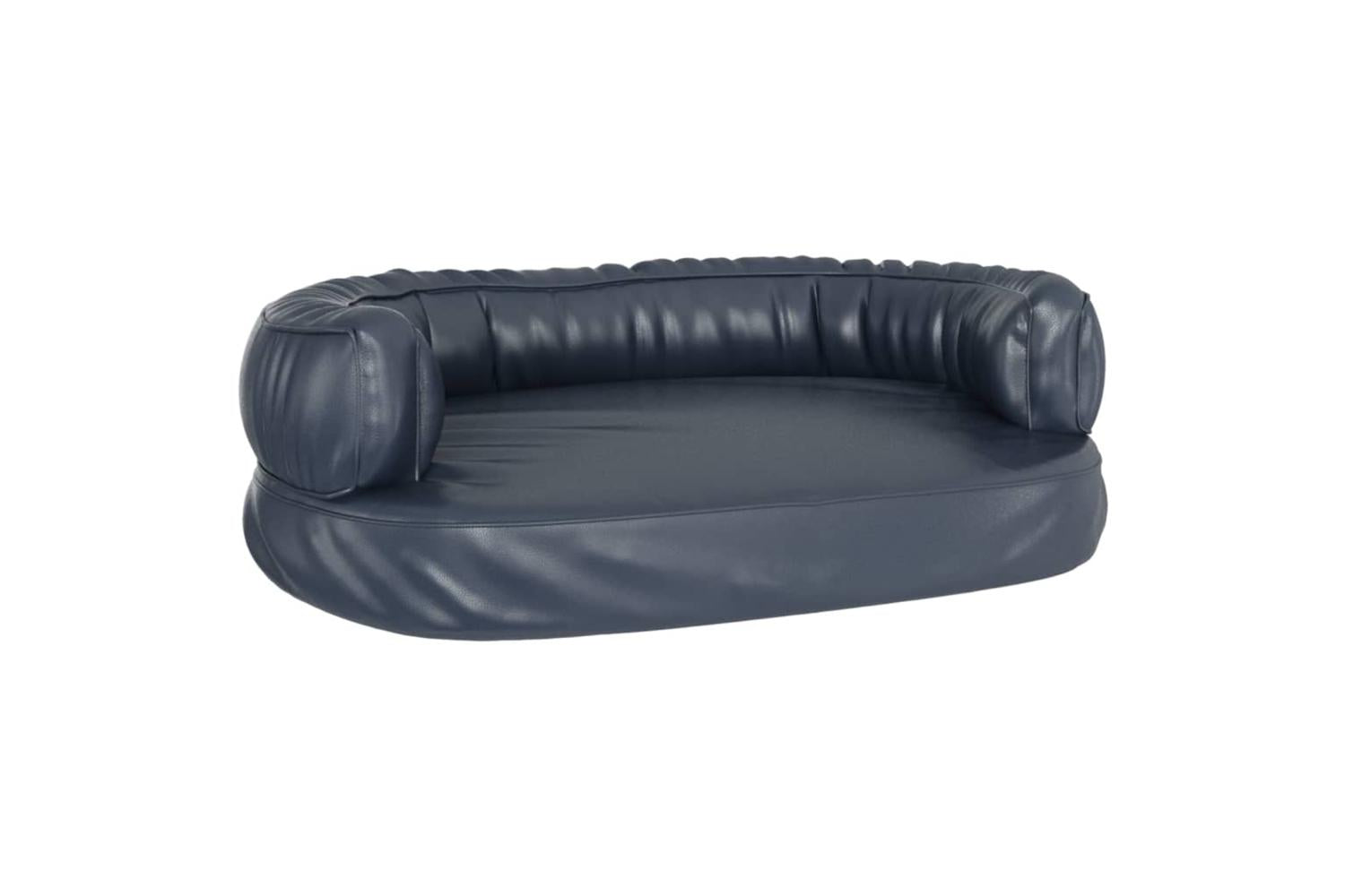Ergonomic Foam Dog Bed Dark Blue 60x42 Cm Faux Leather-2