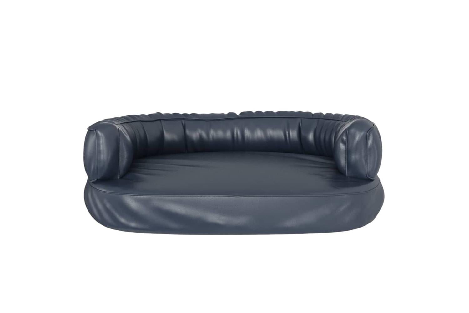 Ergonomic Foam Dog Bed Dark Blue 60x42 Cm Faux Leather-4