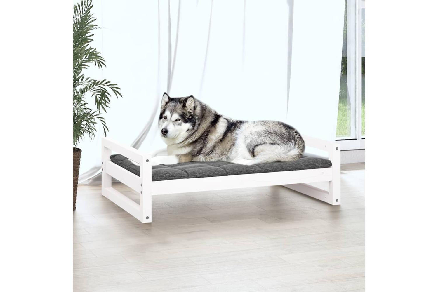 Dog Bed White 1055x755x28 Cm Solid Pine Wood-3