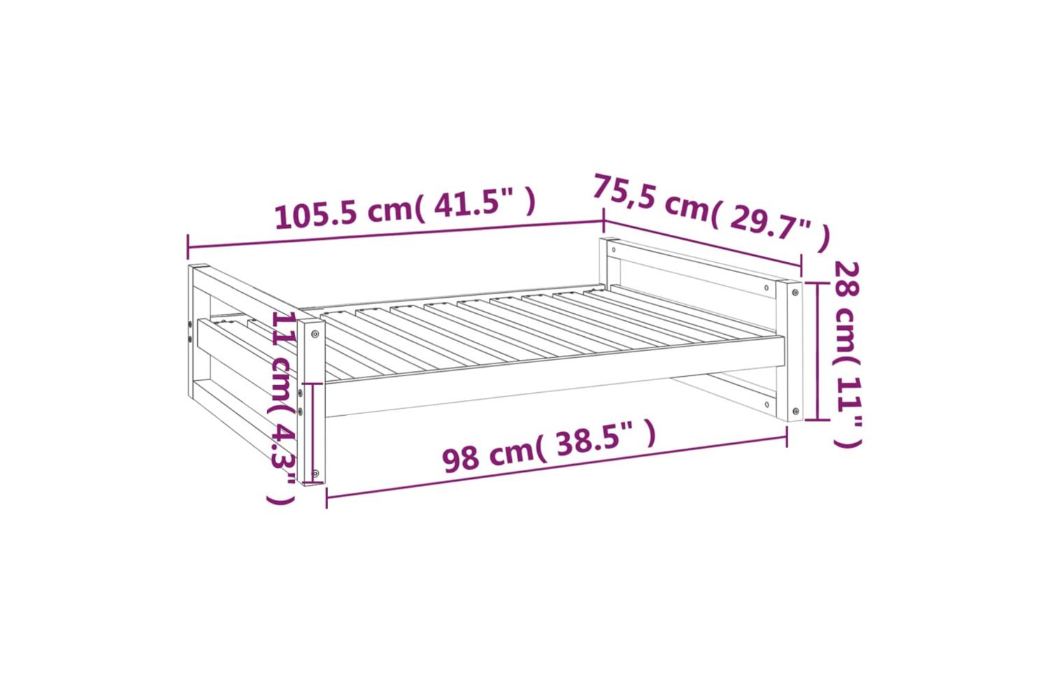 Dog Bed White 1055x755x28 Cm Solid Pine Wood-8