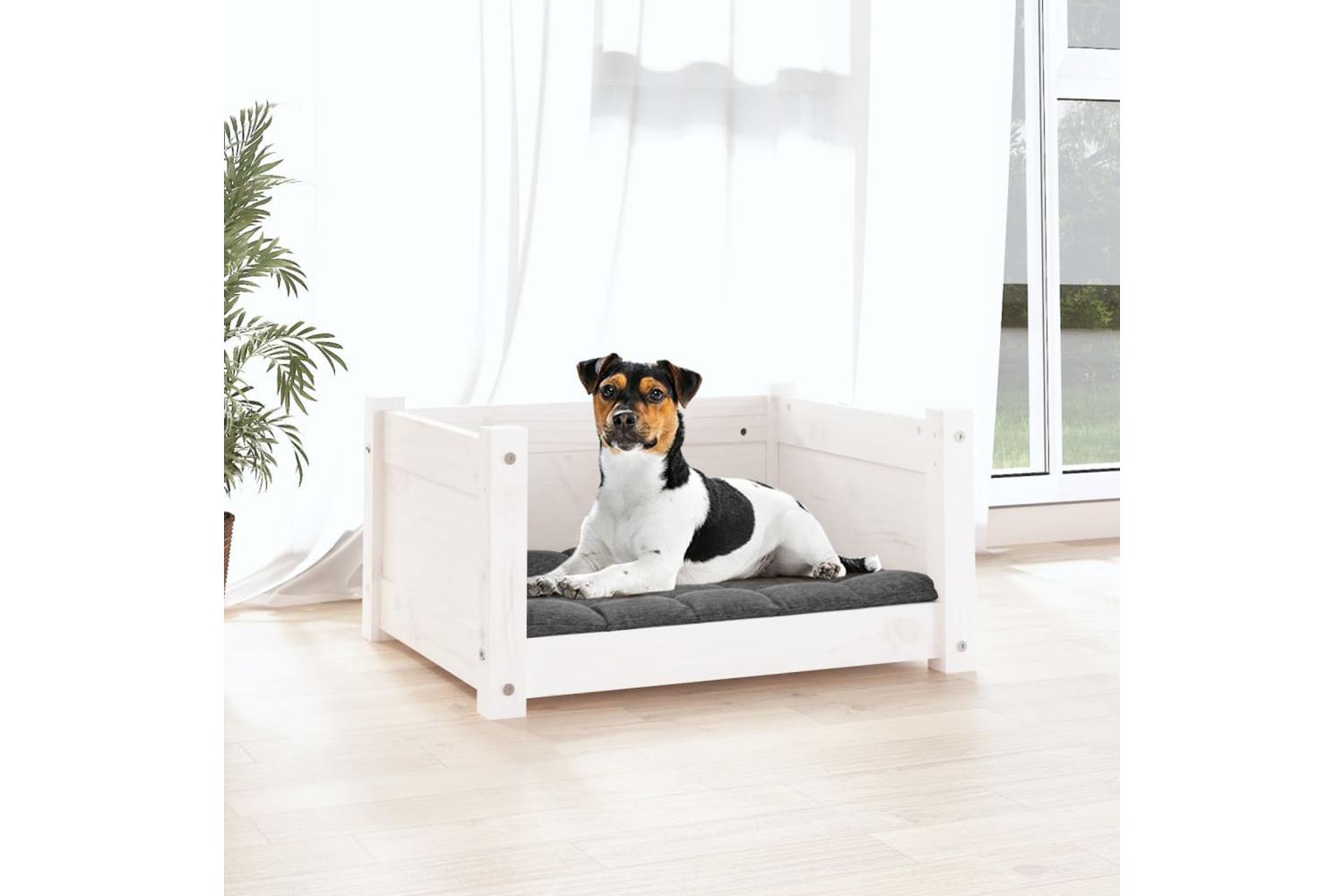 Dog Bed White 555x455x28 Cm Solid Pine Wood-3