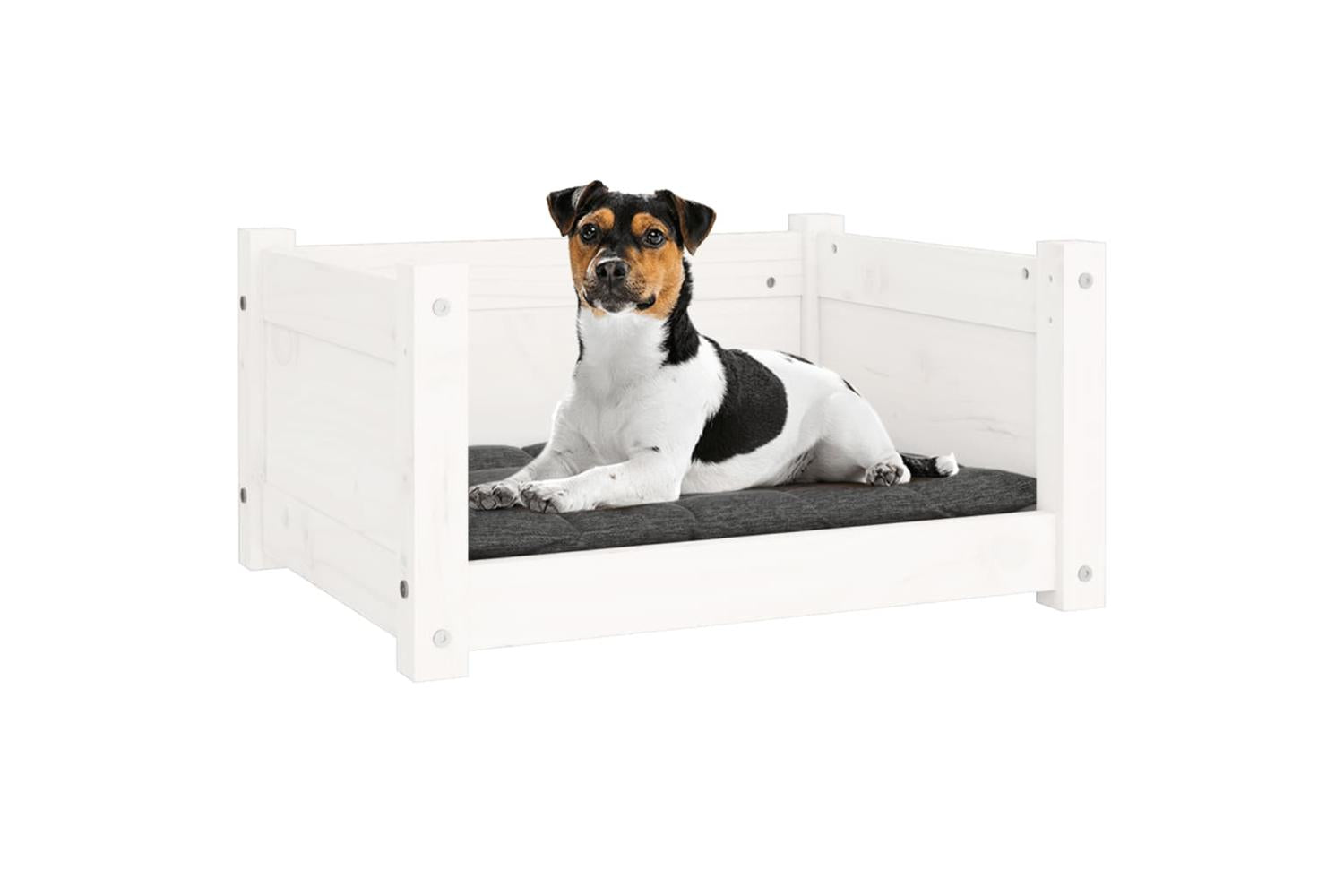 Dog Bed White 555x455x28 Cm Solid Pine Wood-4