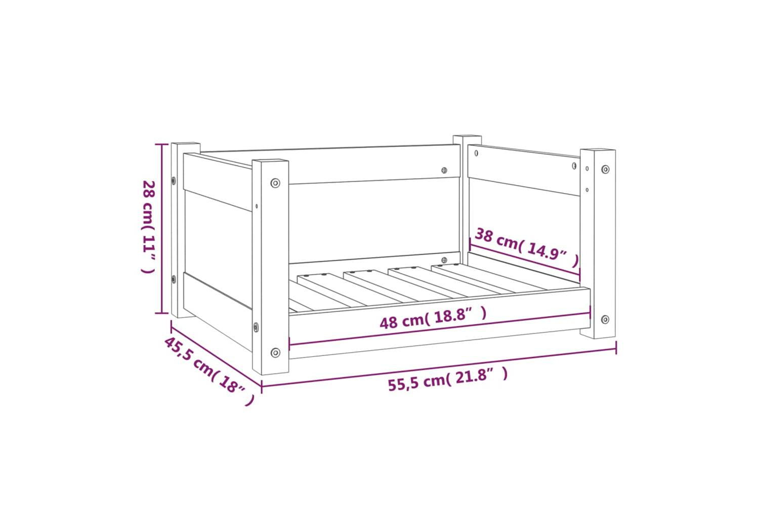 Dog Bed White 555x455x28 Cm Solid Pine Wood-8