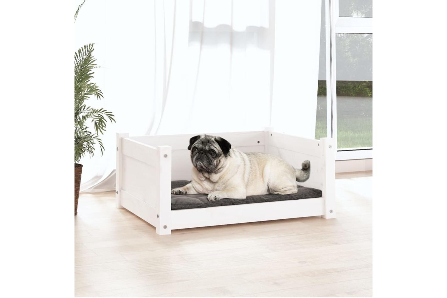 Dog Bed White 655x505x28 Cm Solid Pine Wood-3