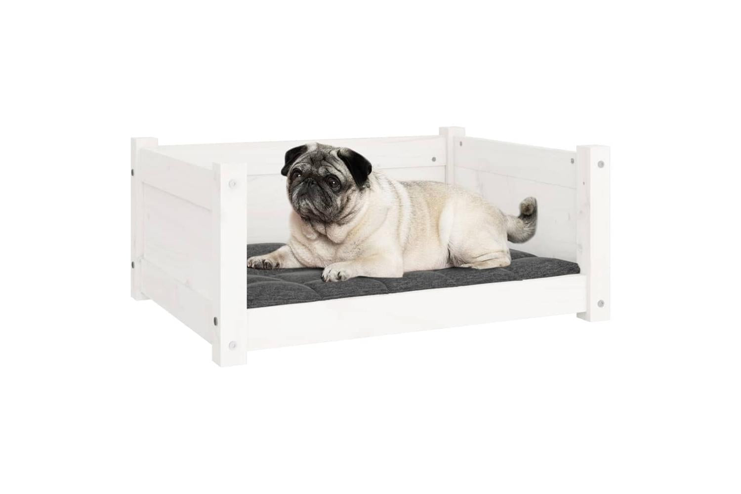 Dog Bed White 655x505x28 Cm Solid Pine Wood-4