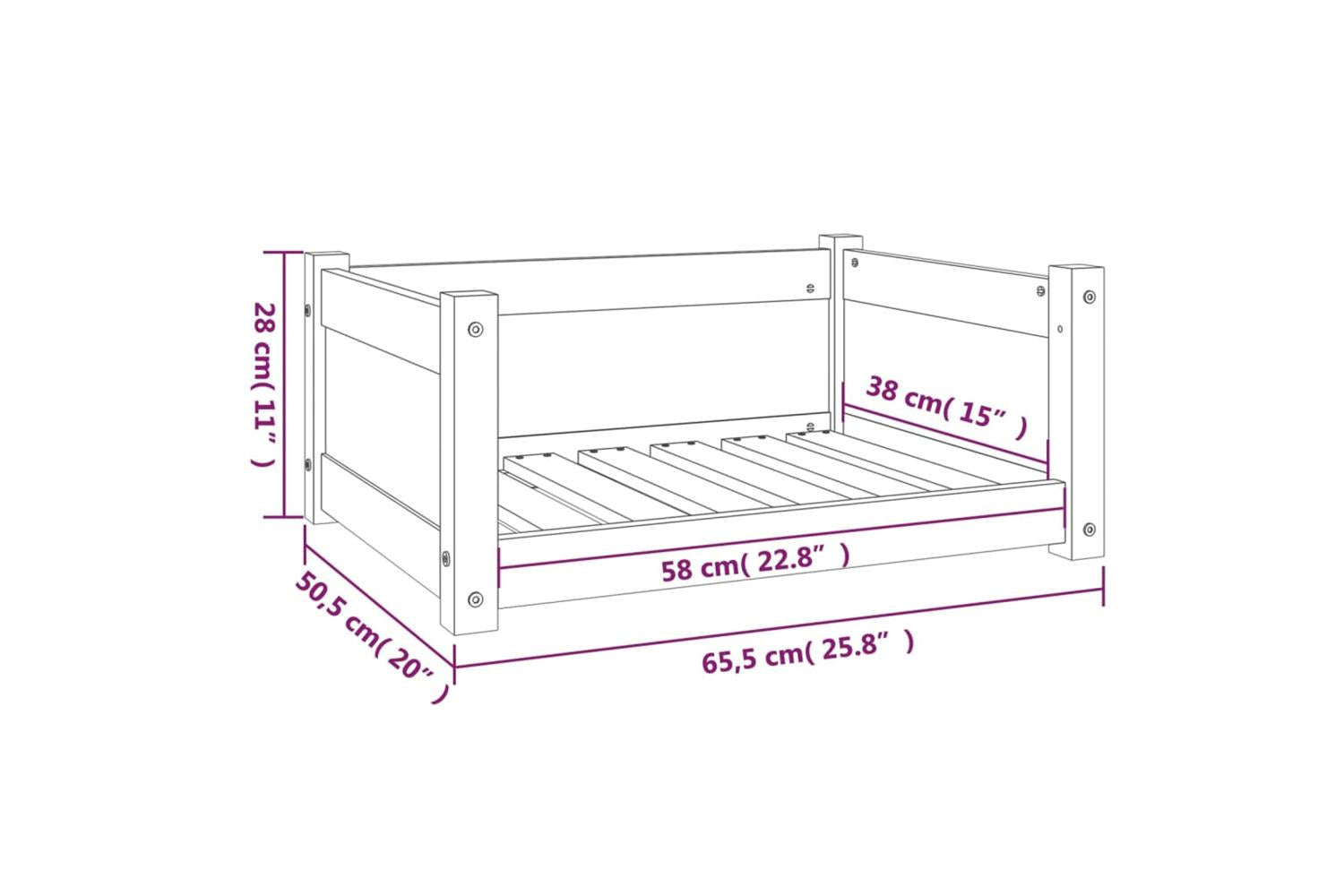 Dog Bed White 655x505x28 Cm Solid Pine Wood-8