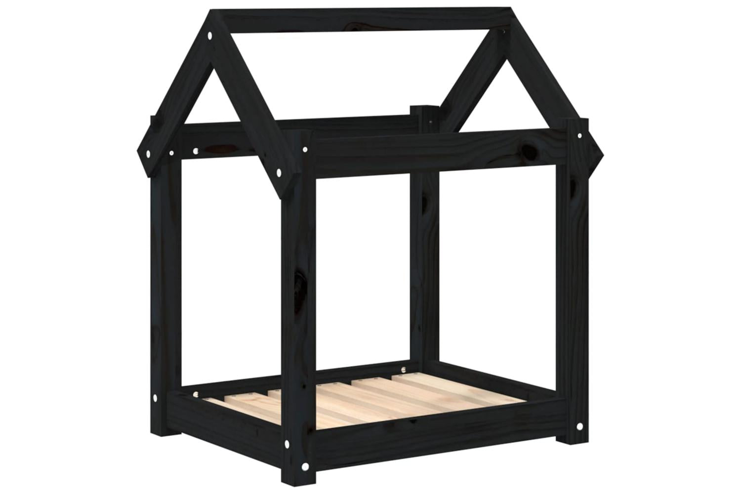Dog Bed Black 61x50x70 Cm Solid Wood Pine-2