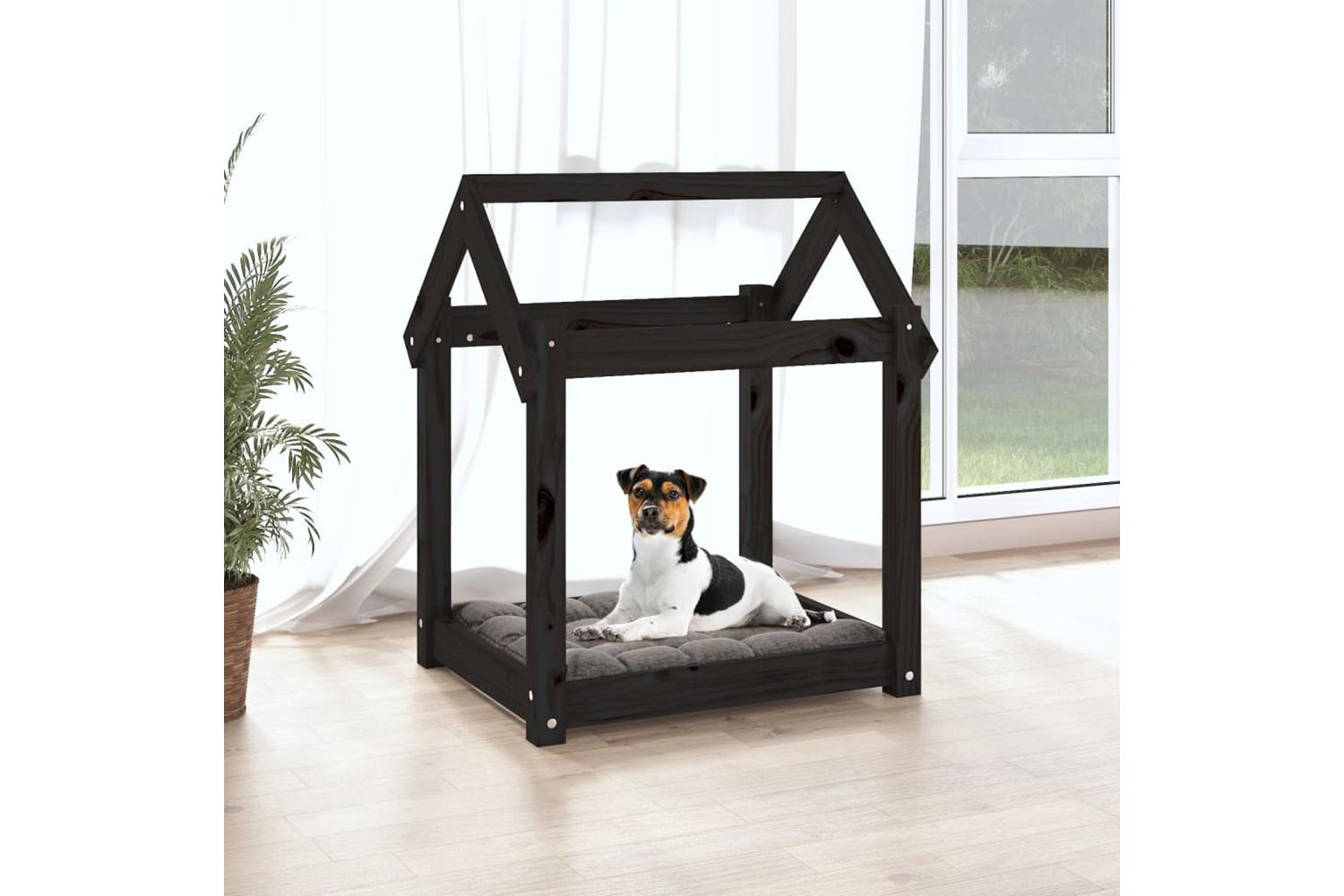 Dog Bed Black 61x50x70 Cm Solid Wood Pine-3