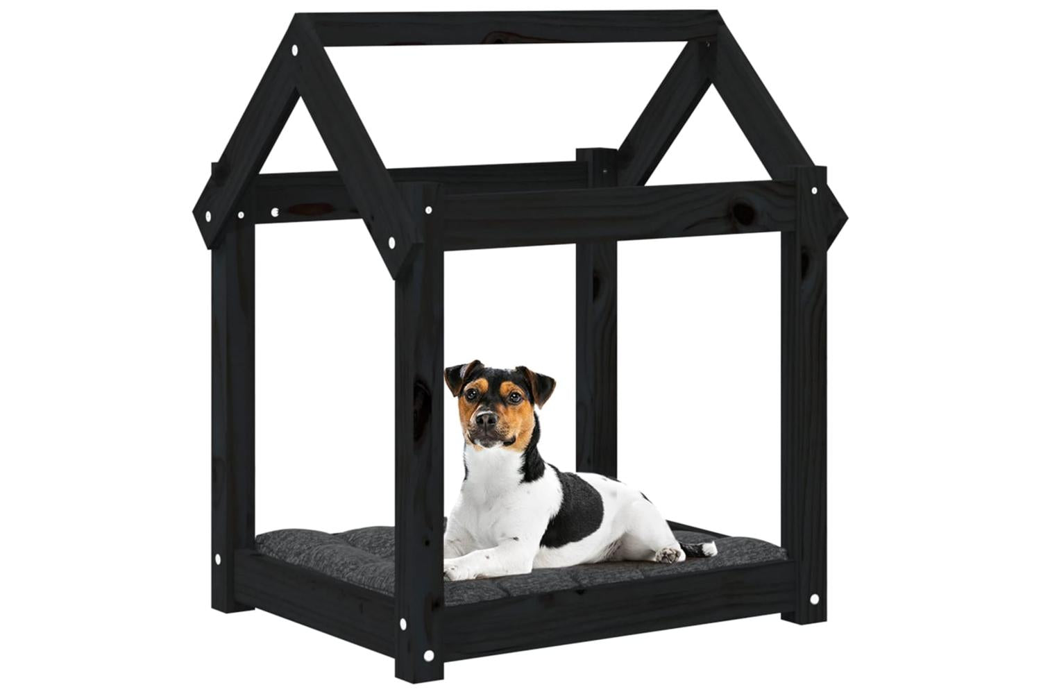Dog Bed Black 61x50x70 Cm Solid Wood Pine-4