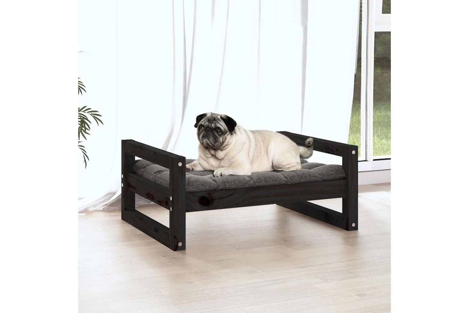 Dog Bed Black 655x505x28 Cm Solid Pine Wood-3