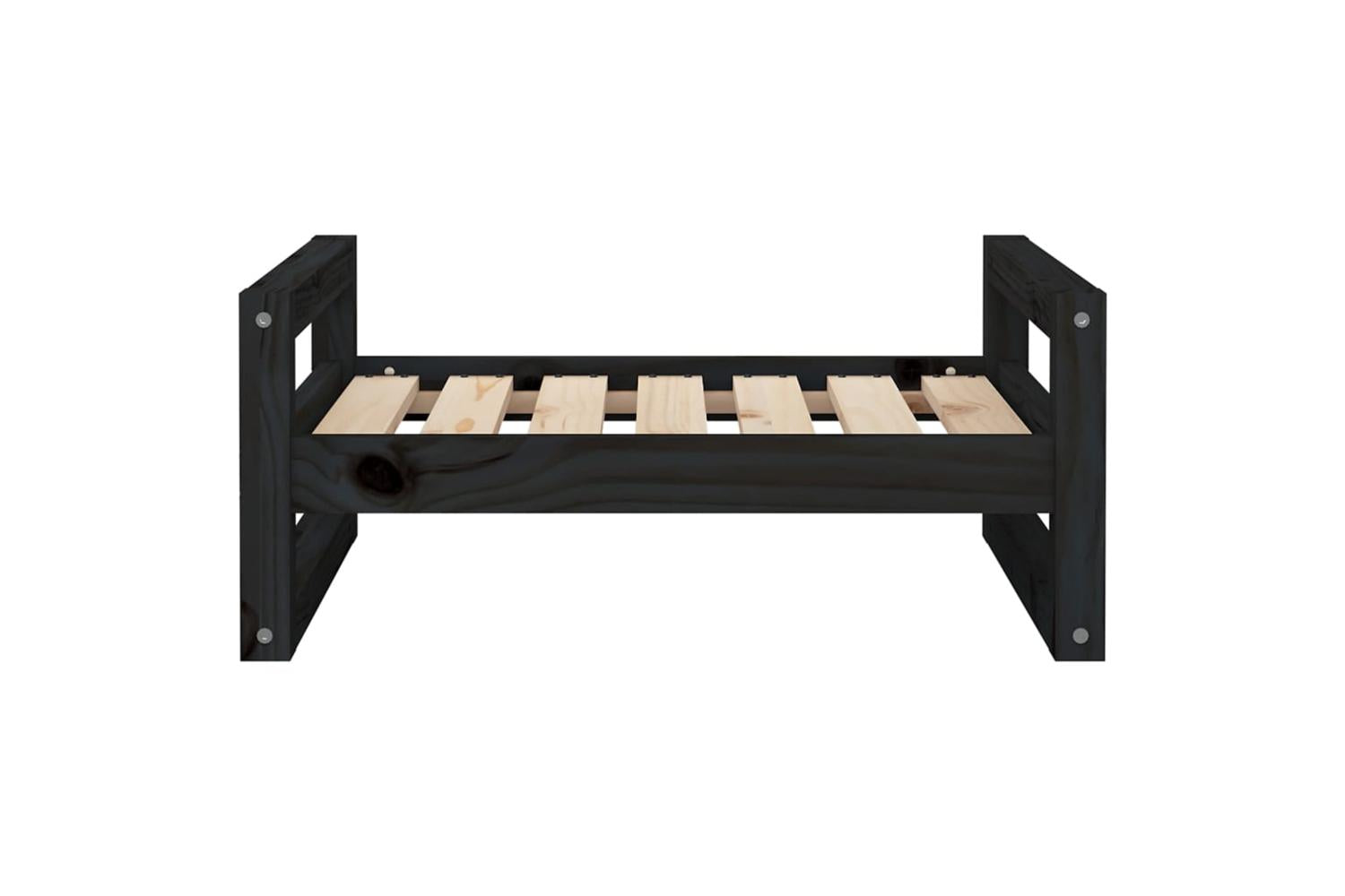 Dog Bed Black 655x505x28 Cm Solid Pine Wood-5