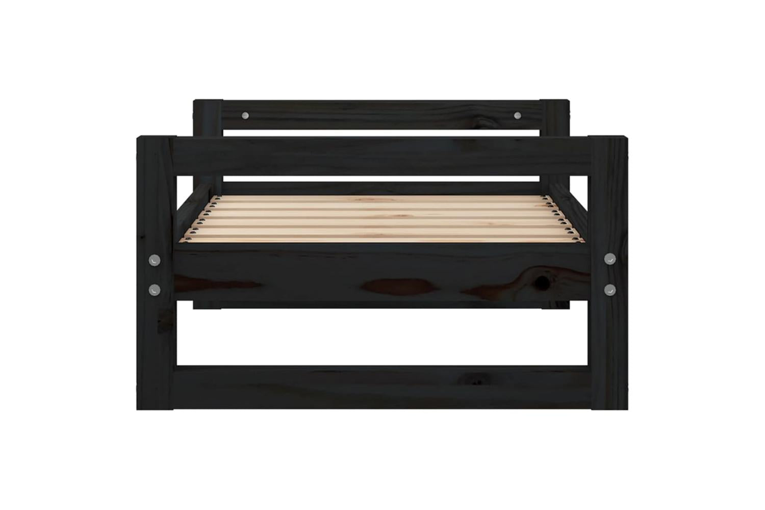 Dog Bed Black 655x505x28 Cm Solid Pine Wood-6