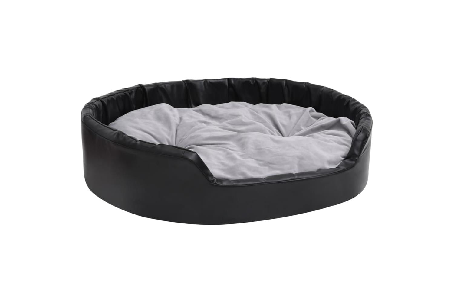 Dog Bed Black And Grey 99x89x21 Cm Plush And Faux Leather