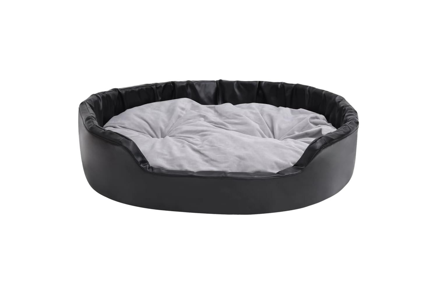 Dog Bed Black And Grey 99x89x21 Cm Plush And Faux Leather-3