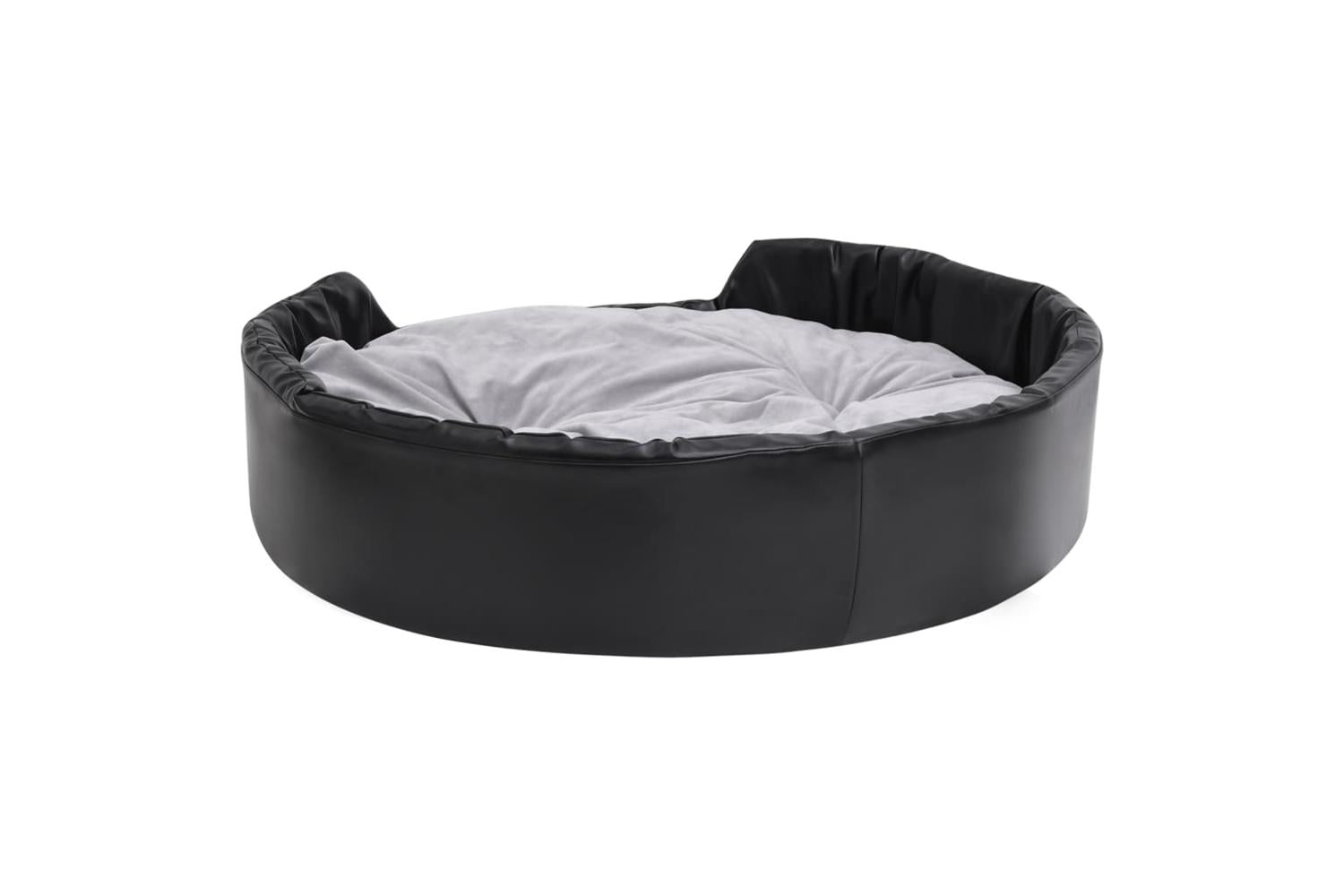Dog Bed Black And Grey 99x89x21 Cm Plush And Faux Leather-4