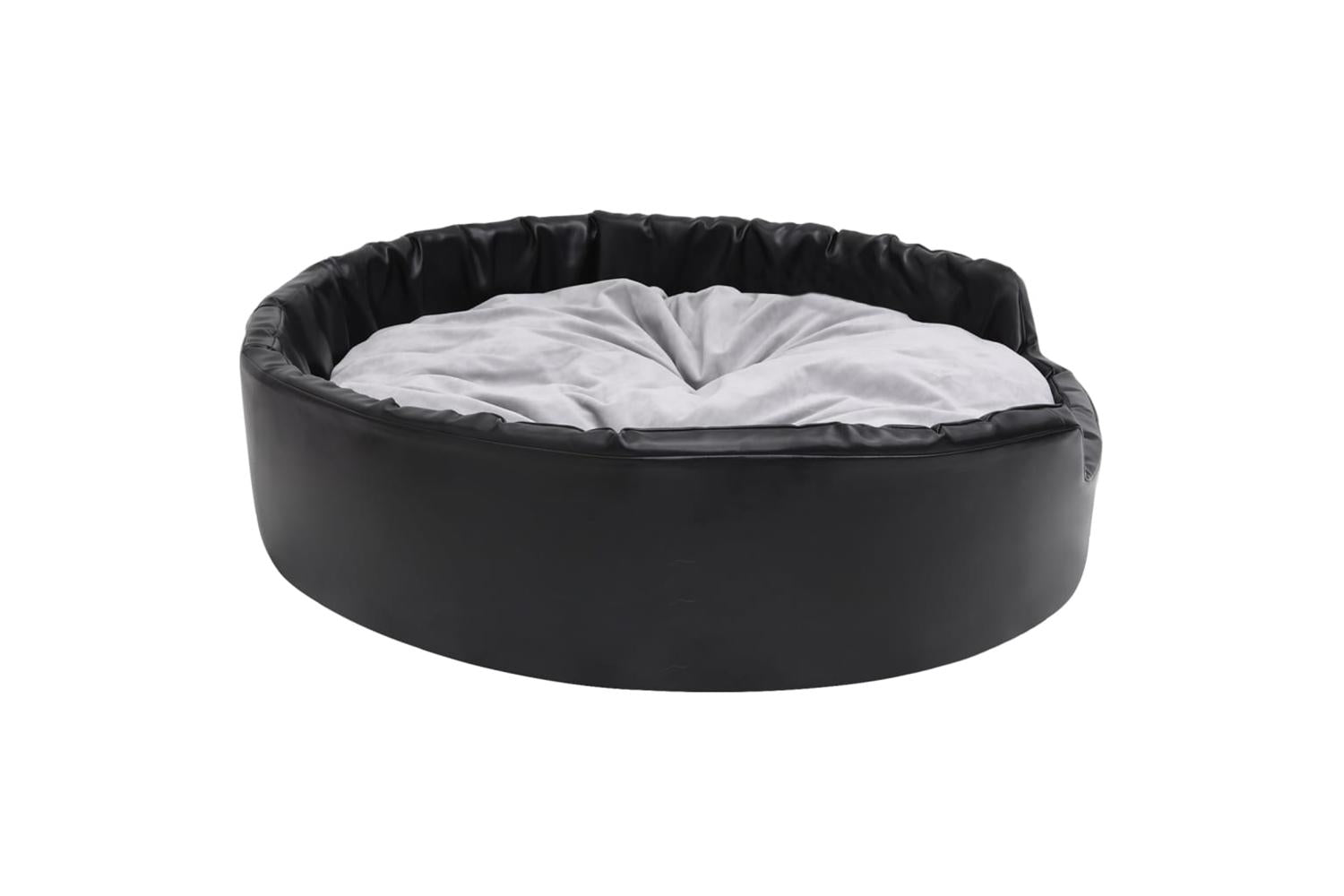 Dog Bed Black And Grey 99x89x21 Cm Plush And Faux Leather-5