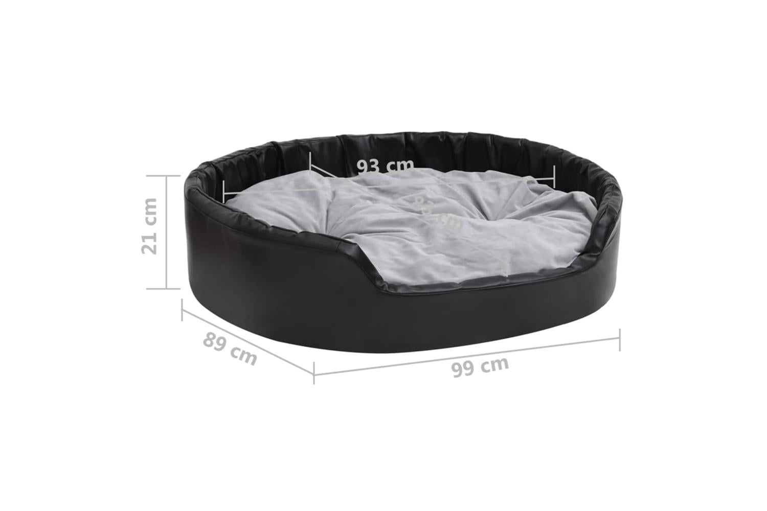 Dog Bed Black And Grey 99x89x21 Cm Plush And Faux Leather-8