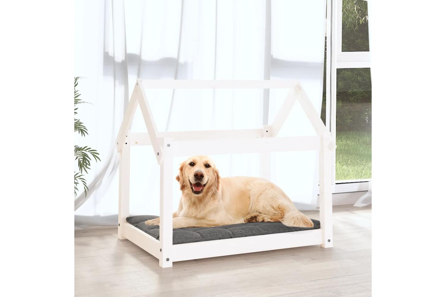 Dog Bed White 81x60x70 Cm Solid Wood Pine-3