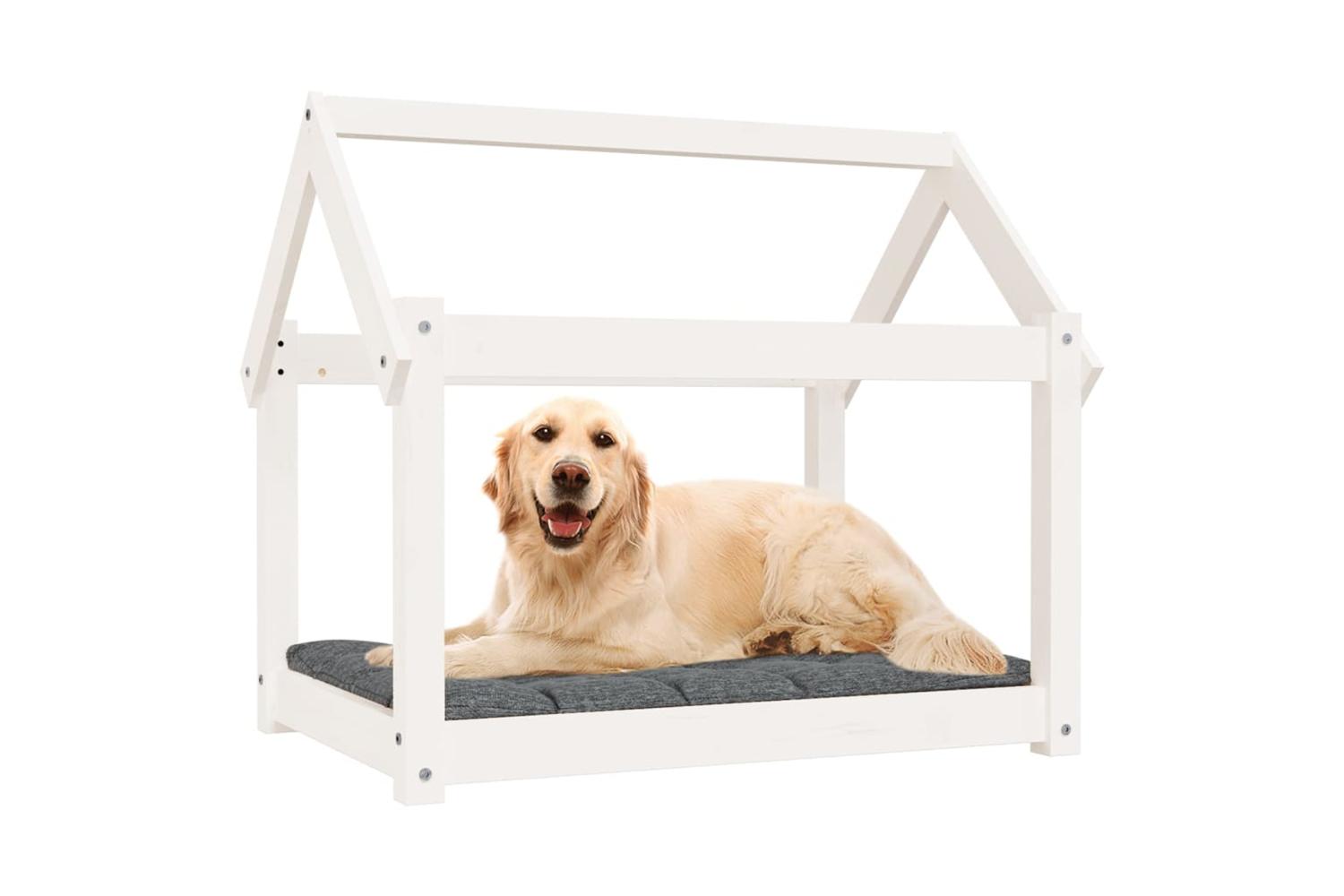 Dog Bed White 81x60x70 Cm Solid Wood Pine-4
