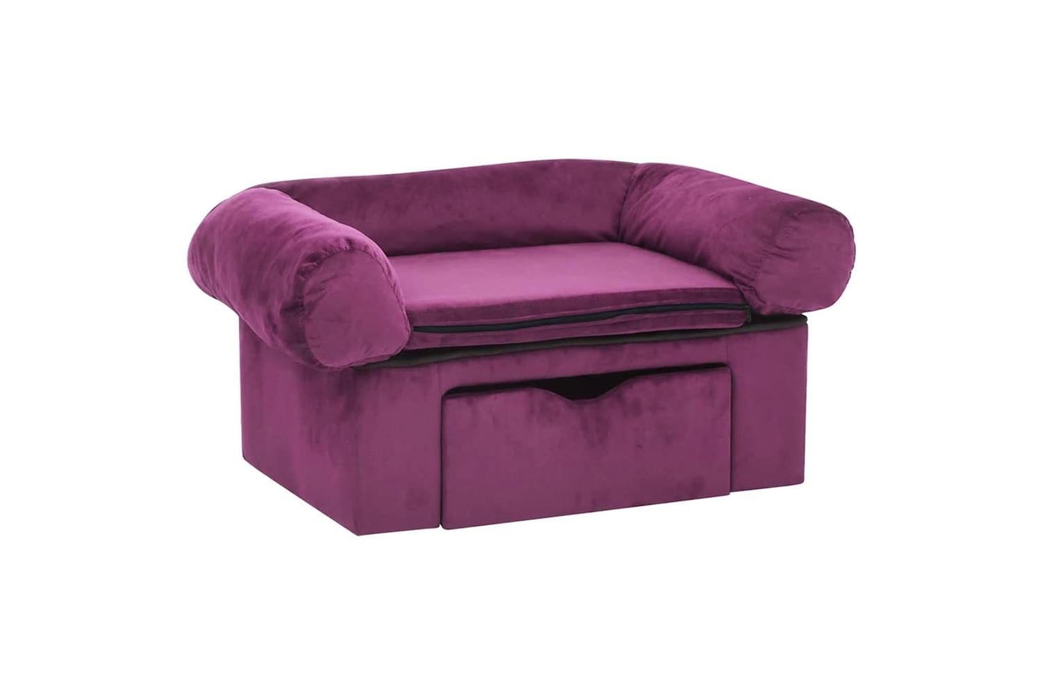 Dog Sofa With Drawer Burgundy 75x50x38 Cm Plush-2
