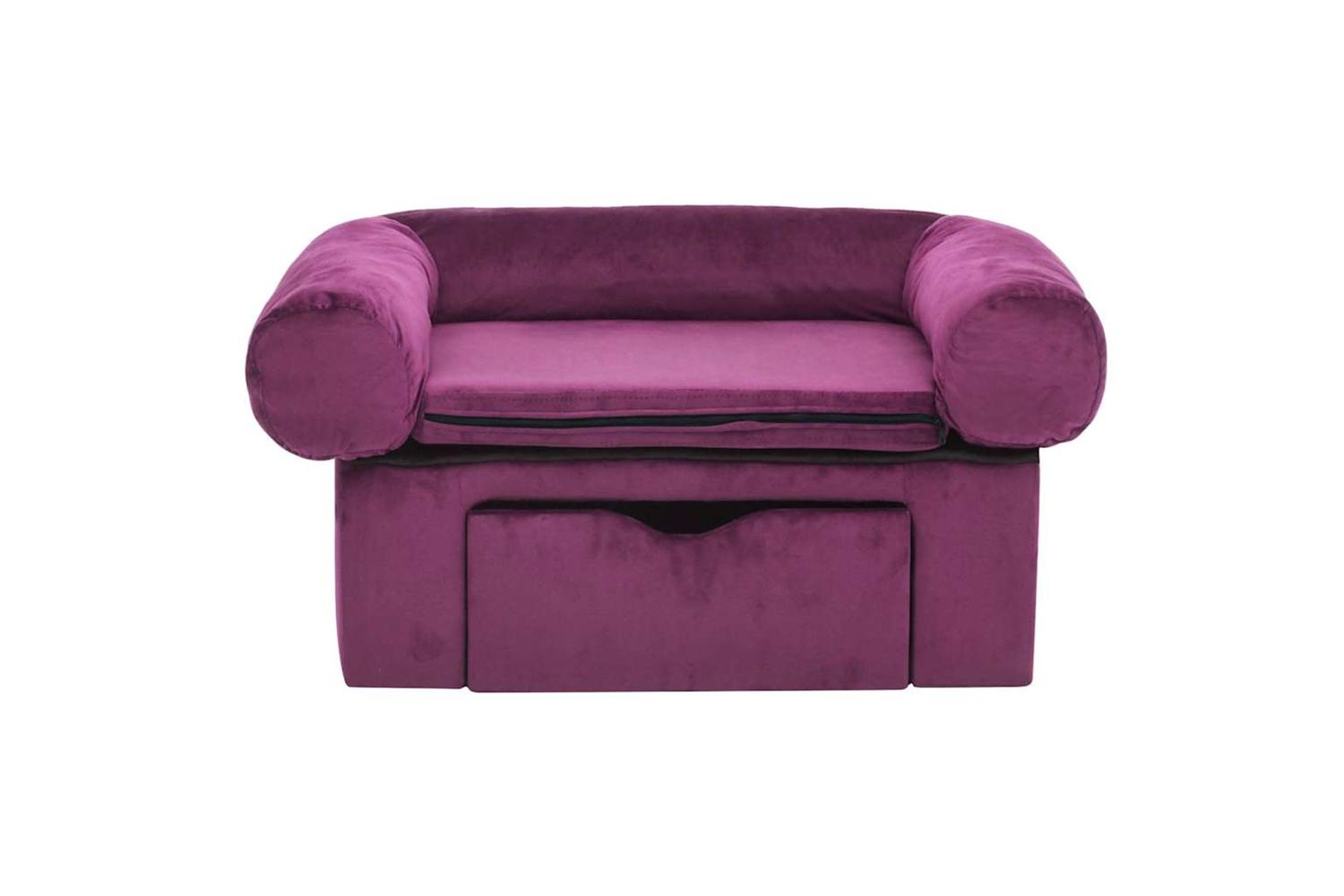 Dog Sofa With Drawer Burgundy 75x50x38 Cm Plush-3