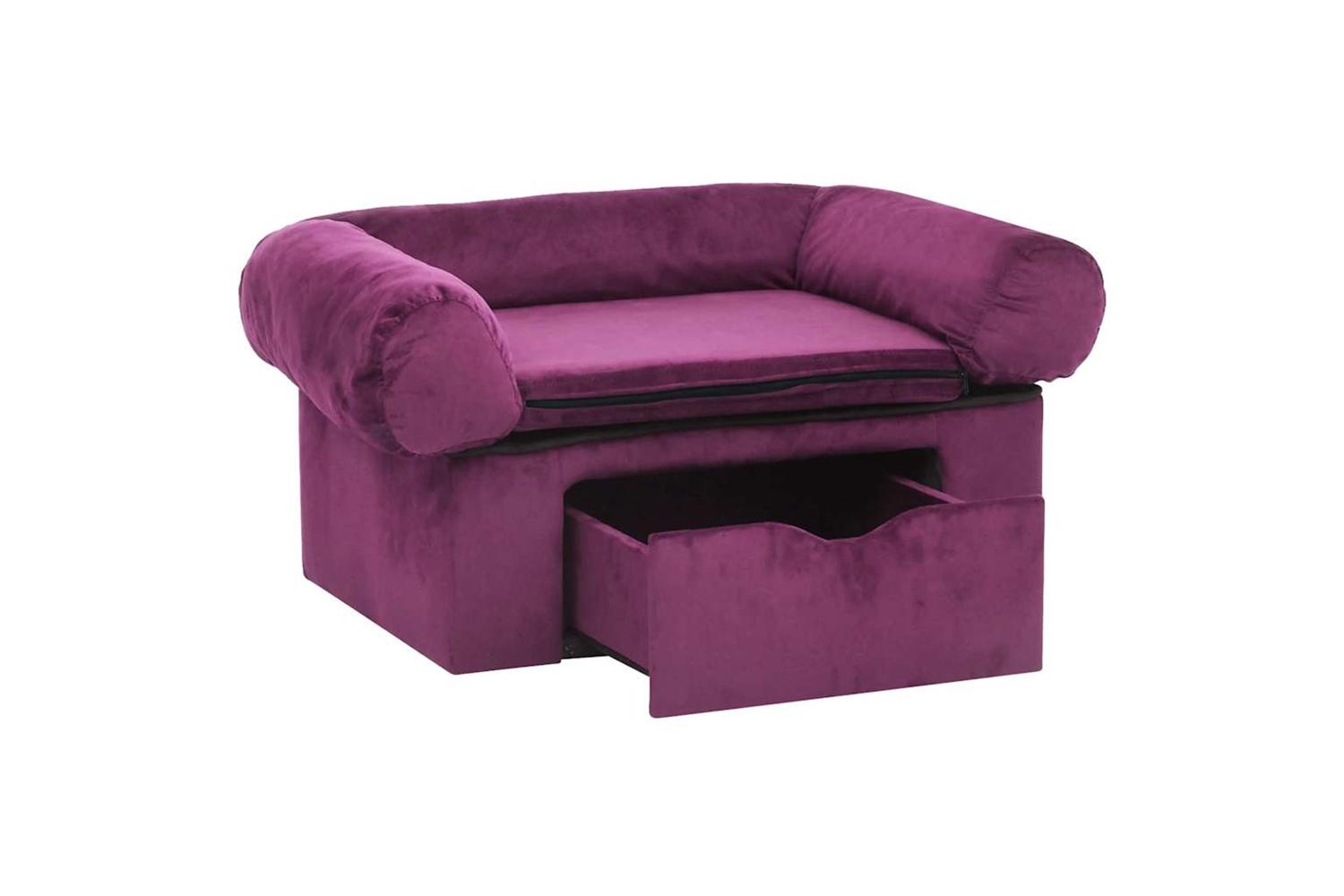 Dog Sofa With Drawer Burgundy 75x50x38 Cm Plush-4