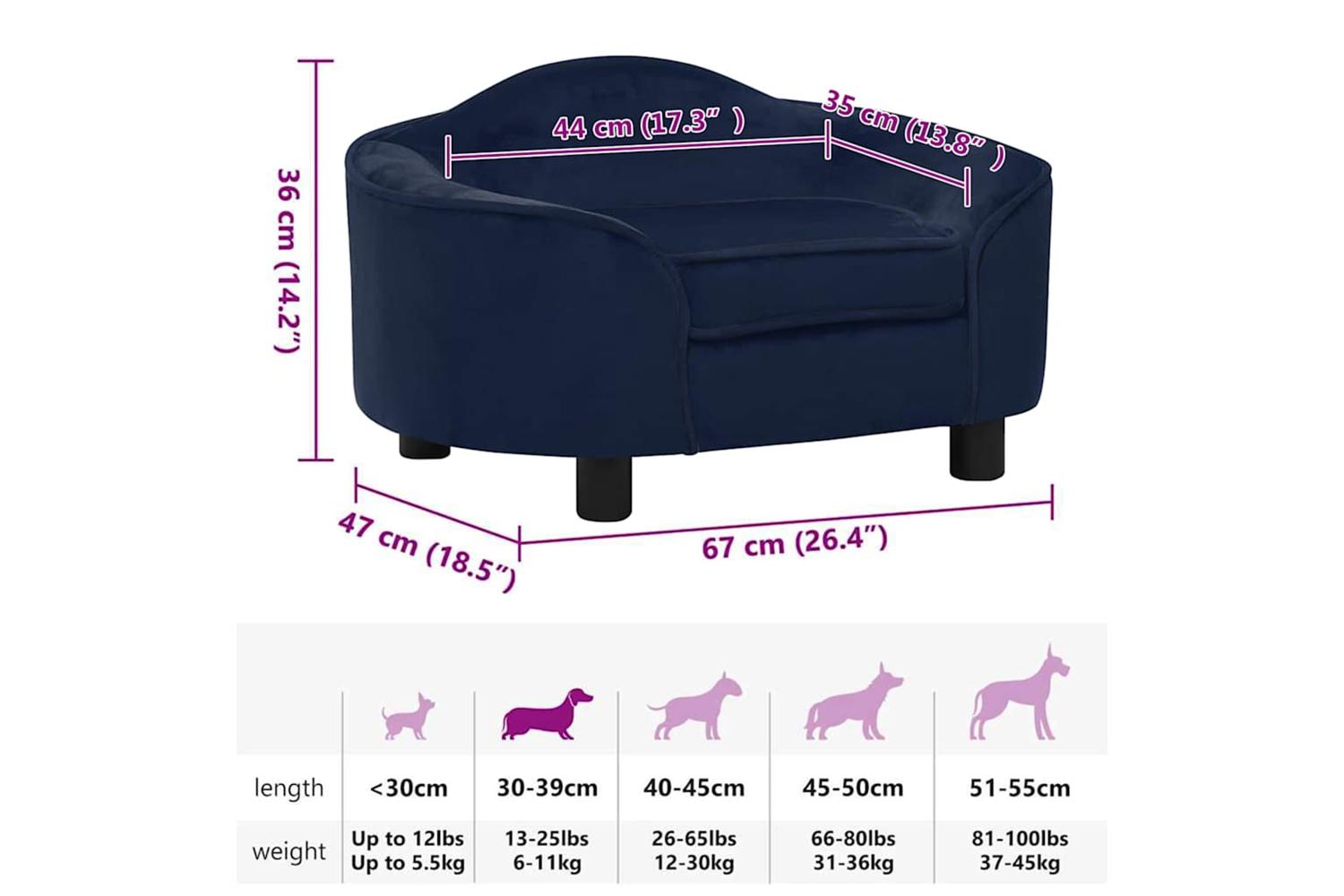 Dog Sofa Blue 67x47x36 Cm Plush-8