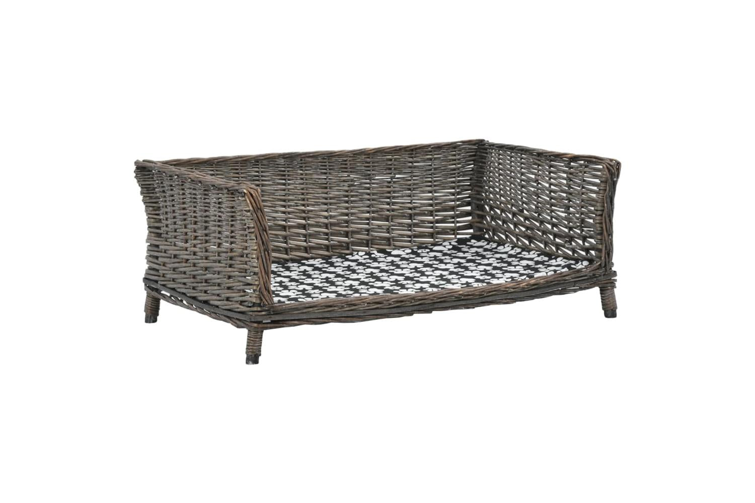 Dog Basket With Cushion Grey 90x54x35 Cm Natural Willow