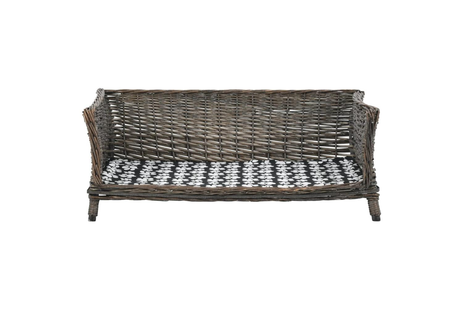 Dog Basket With Cushion Grey 90x54x35 Cm Natural Willow-2