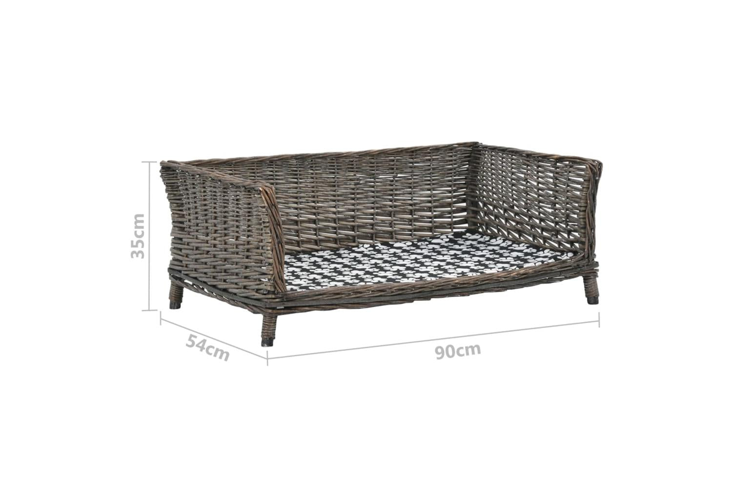 Dog Basket With Cushion Grey 90x54x35 Cm Natural Willow-6