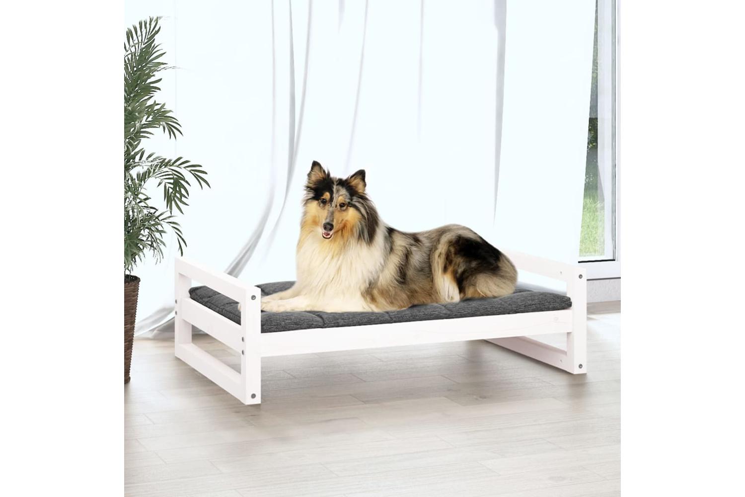 Dog Bed White 955x655x28 Cm Solid Pine Wood-3