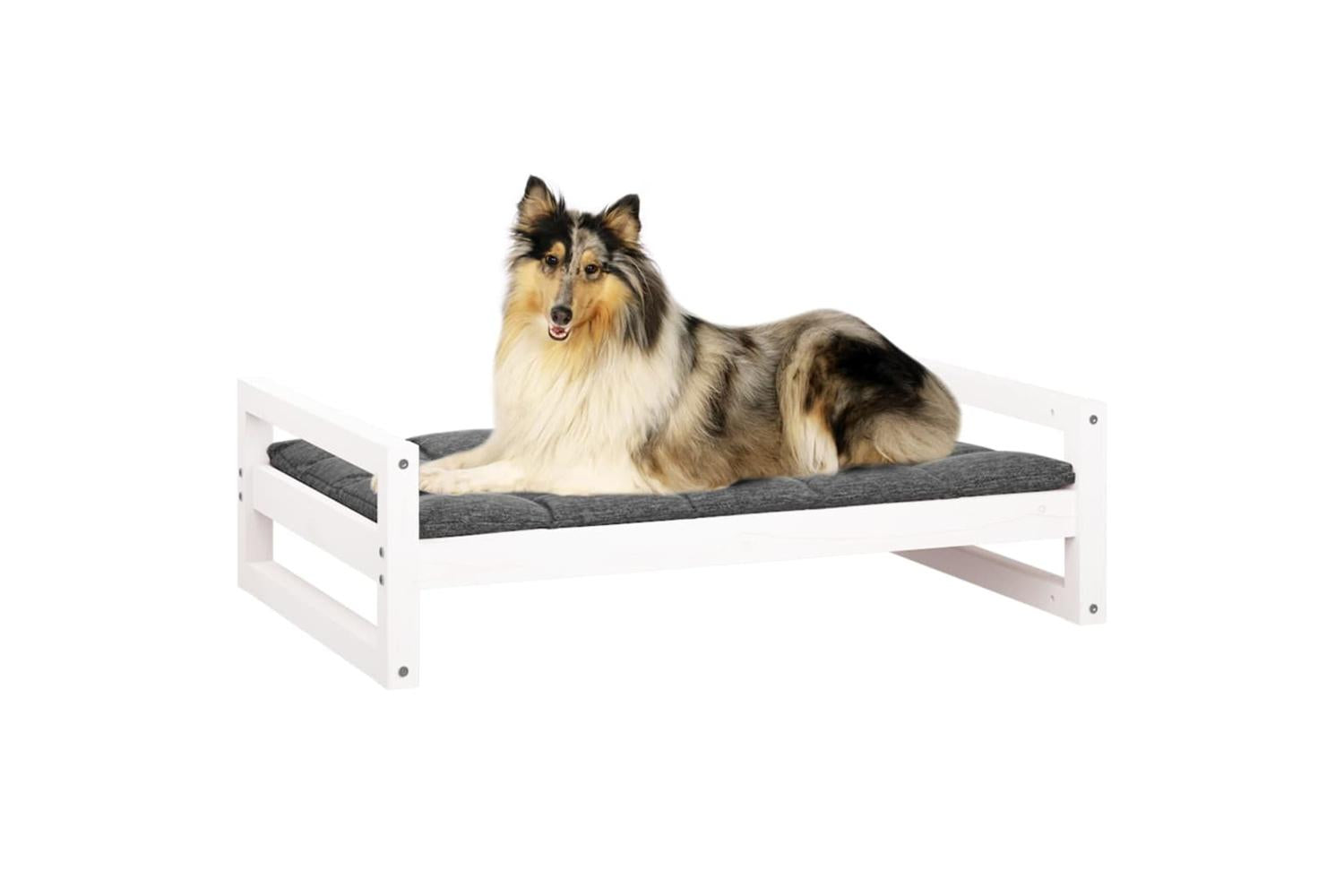 Dog Bed White 955x655x28 Cm Solid Pine Wood-4