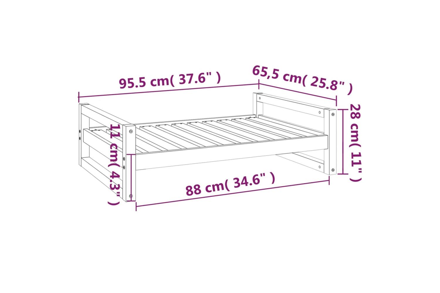 Dog Bed White 955x655x28 Cm Solid Pine Wood-8