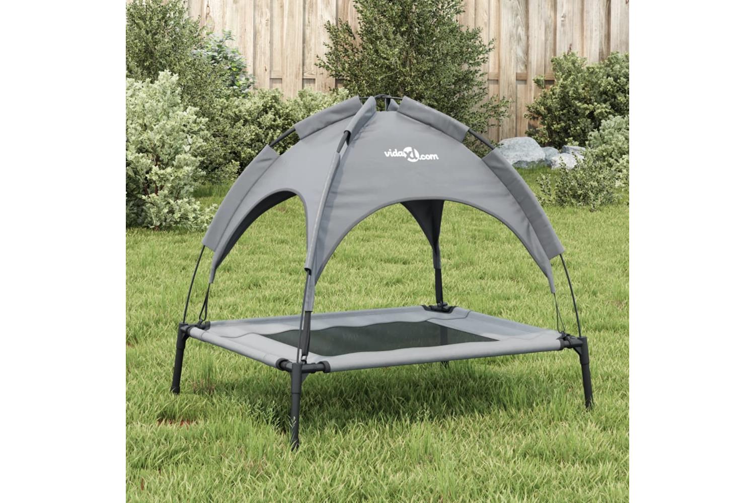 Dog Bed With Canopy Anthracite Oxford Fabric And Steel-3