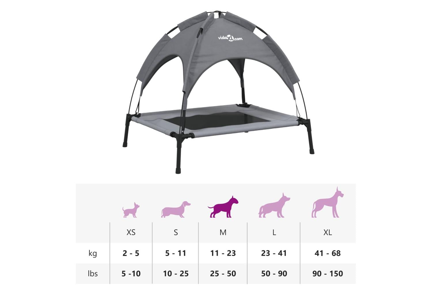 Dog Bed With Canopy Anthracite Oxford Fabric And Steel-10
