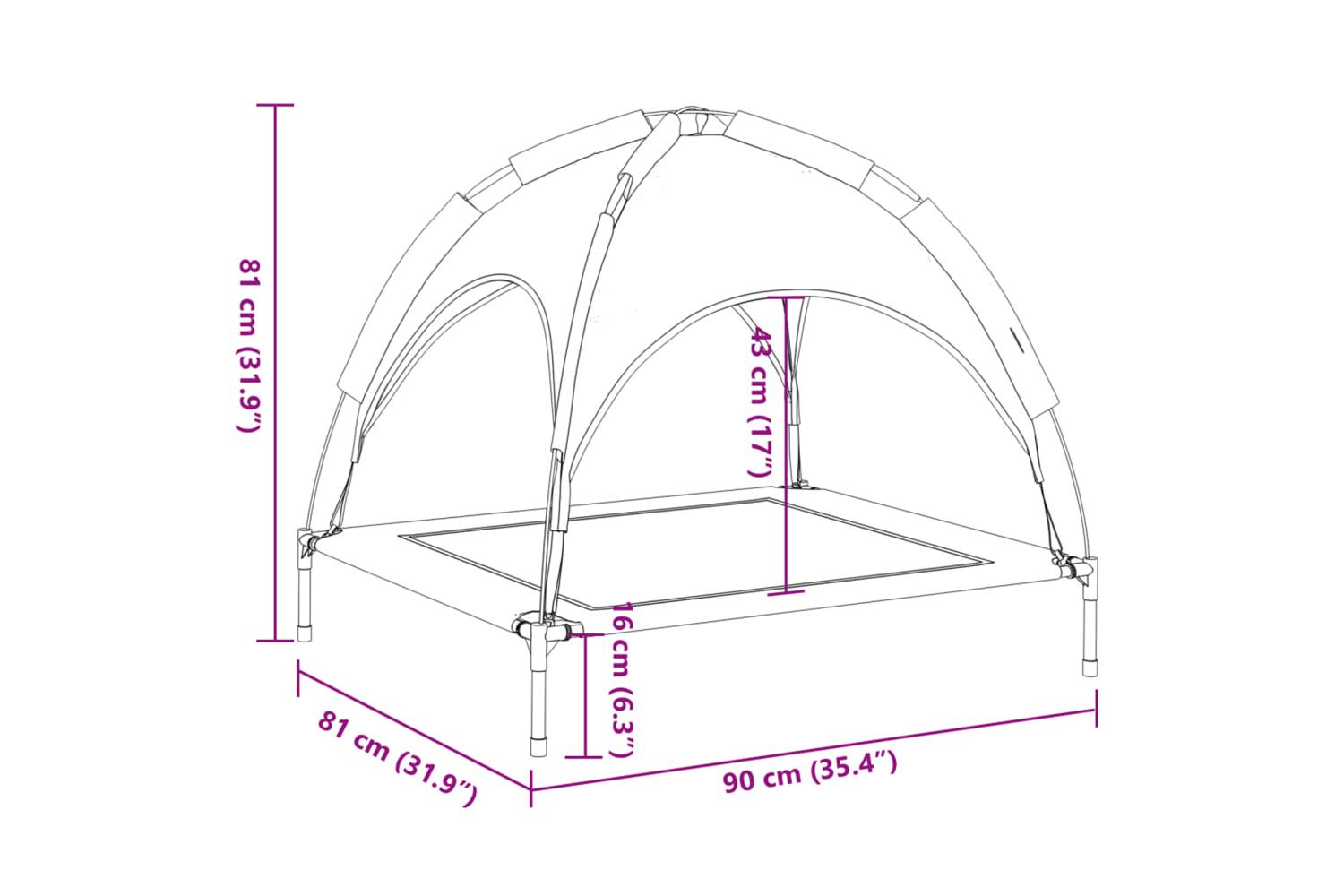 Dog Bed With Canopy Anthracite Oxford Fabric And Steel-8