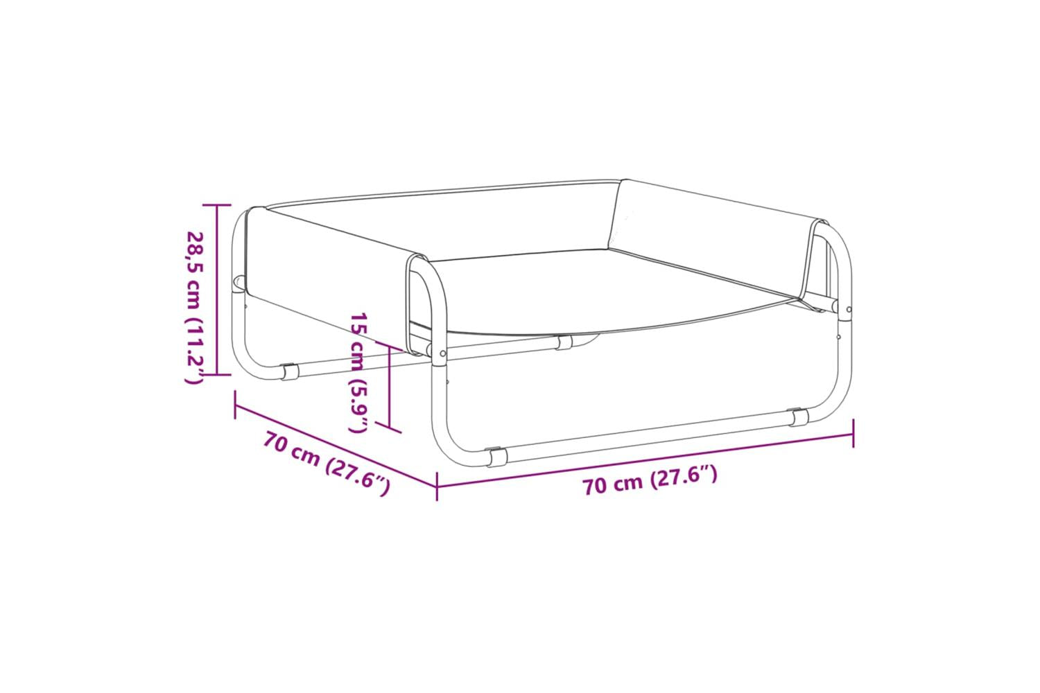 Elevated Dog Bed Anthracite Oxford Fabric And Steel-9
