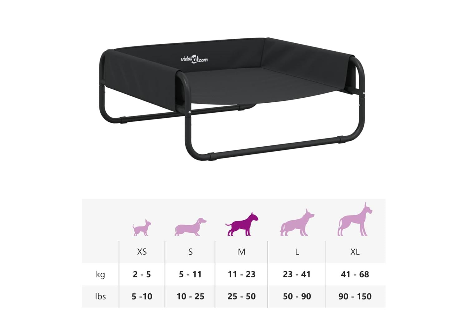 Elevated Dog Bed Anthracite Oxford Fabric And Steel-10