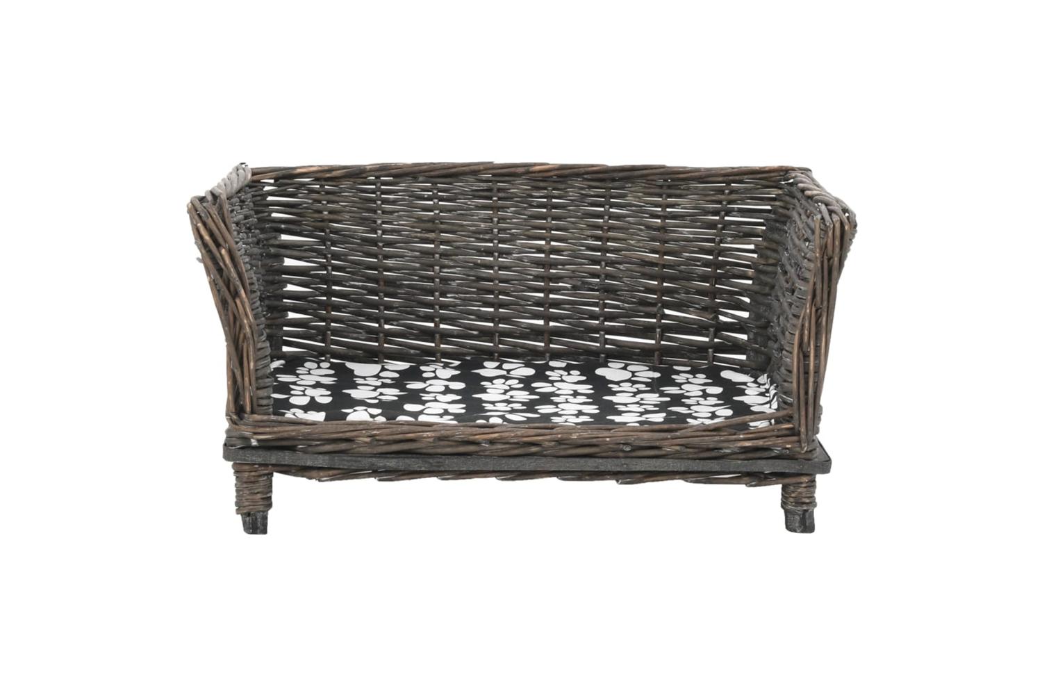 Dog Basket With Cushion Grey 50x33x30 Cm Natural Willow-2