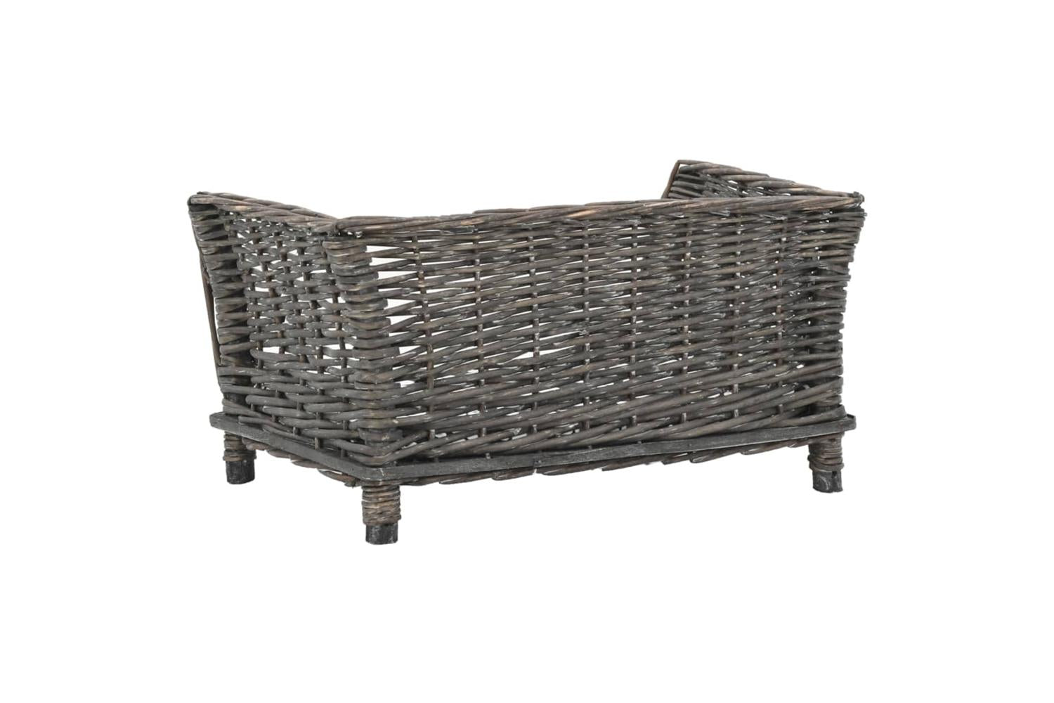 Dog Basket With Cushion Grey 50x33x30 Cm Natural Willow-3