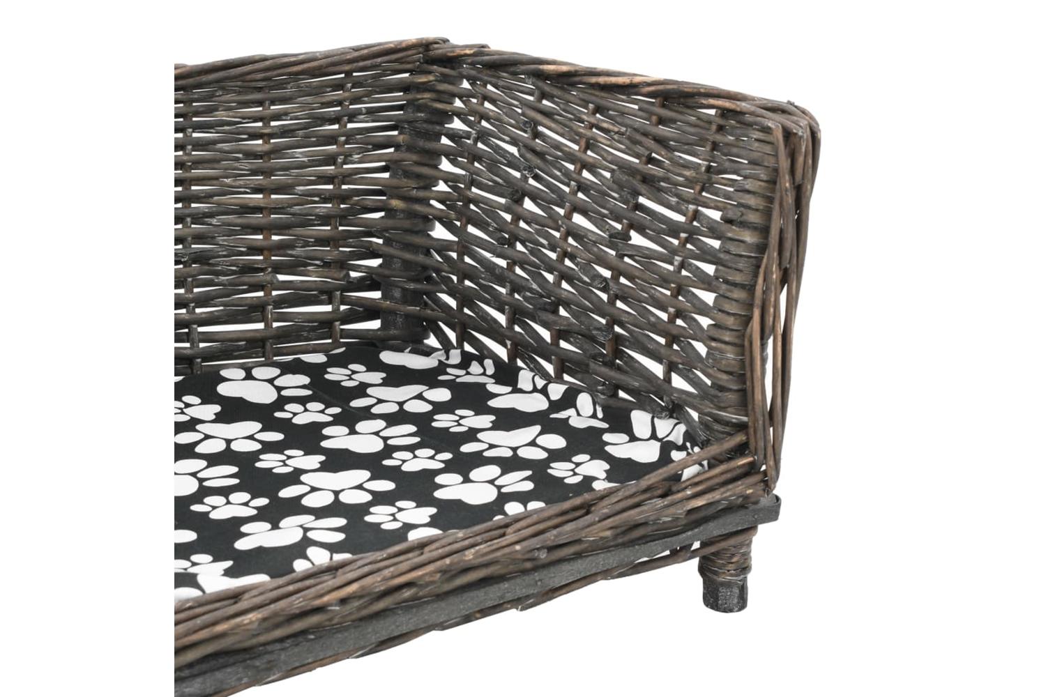 Dog Basket With Cushion Grey 50x33x30 Cm Natural Willow-4