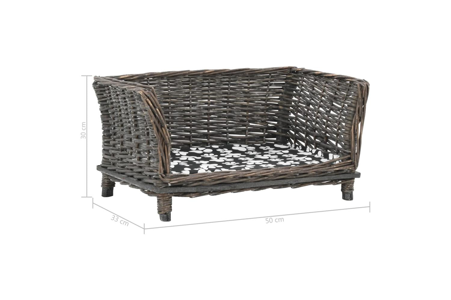 Dog Basket With Cushion Grey 50x33x30 Cm Natural Willow-6