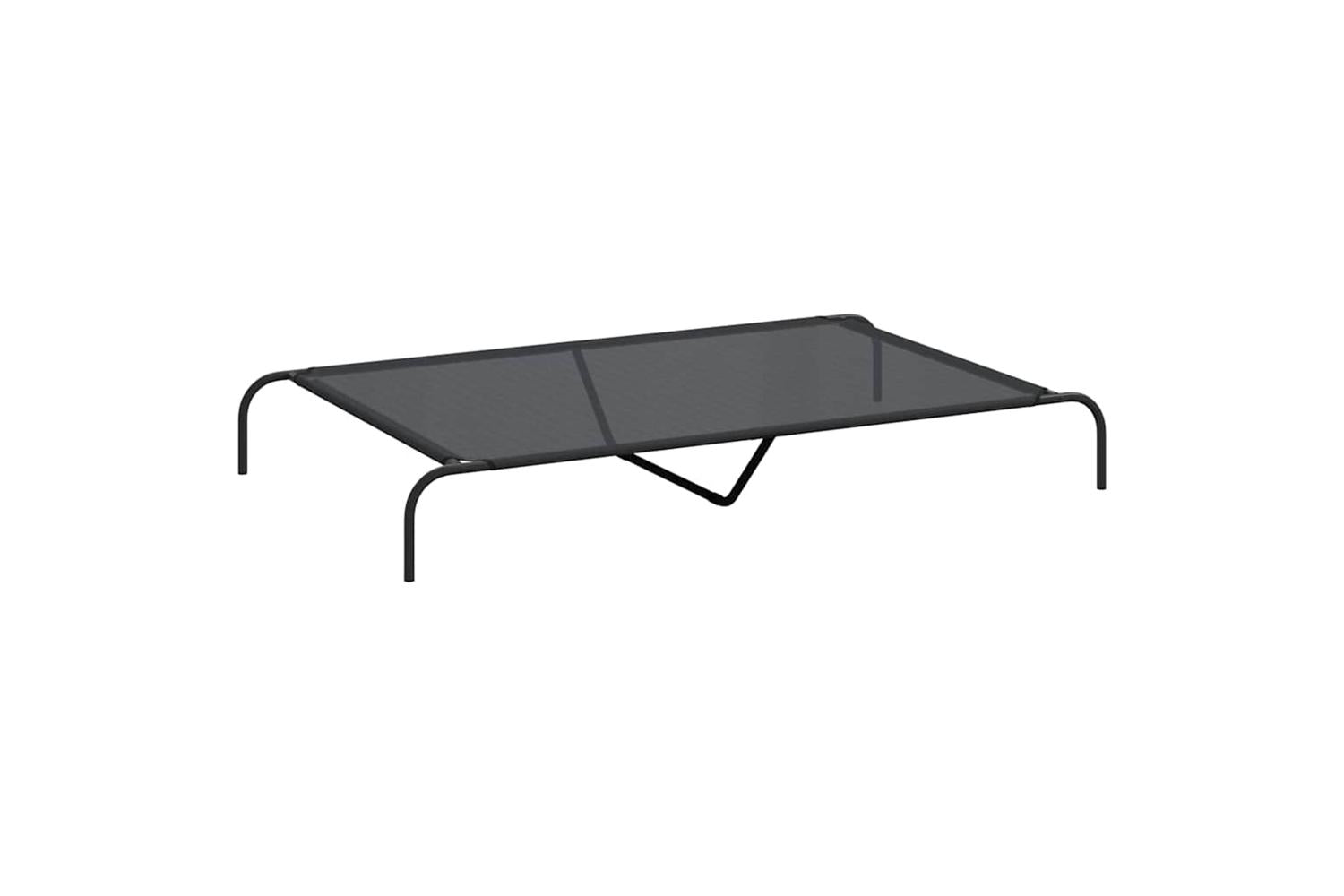 Elevated Dog Bed Black 150x90x20 Cm Textilene And Steel-2
