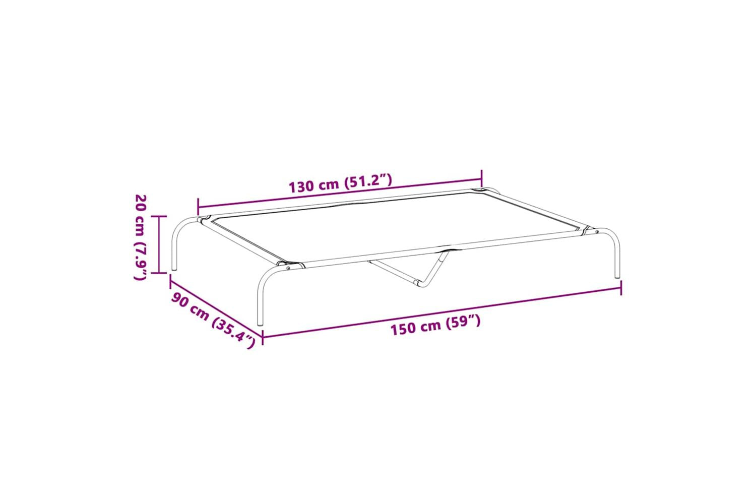 Elevated Dog Bed Black 150x90x20 Cm Textilene And Steel-8